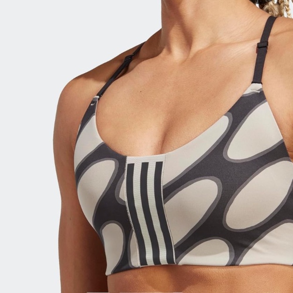 New Adidas X Marimekko Sports Bra Med D-DD Cup Aeroimpact Training  Taupe/Black